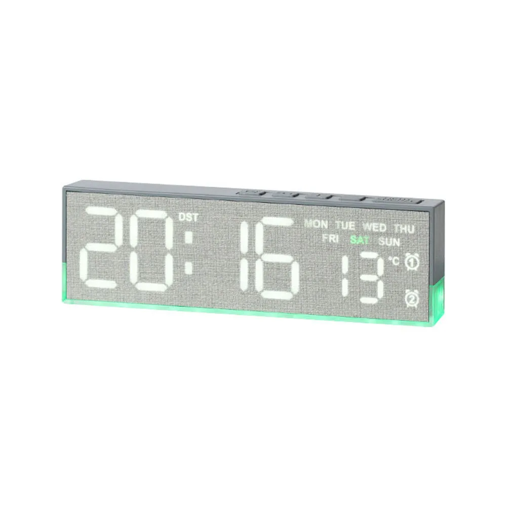 Digital LED Clock with Night Light Feature 3-Level Ambient Brightness Dual Clock Face Designs for temp Time Day Alarm