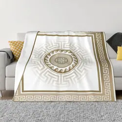 Greek Key Meander Bronze White An Ultra-Soft Micro Fleece Blanket