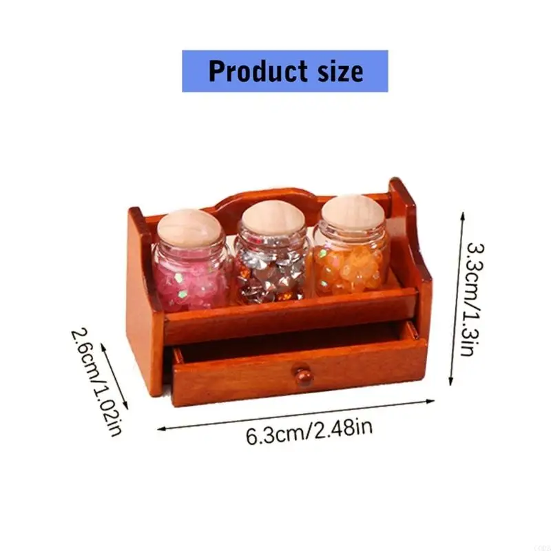 CORB Scaffale per spezie in legno in 1/12 Accessorio per case delle bambole Espositore da cucina vintage Modello in Facile