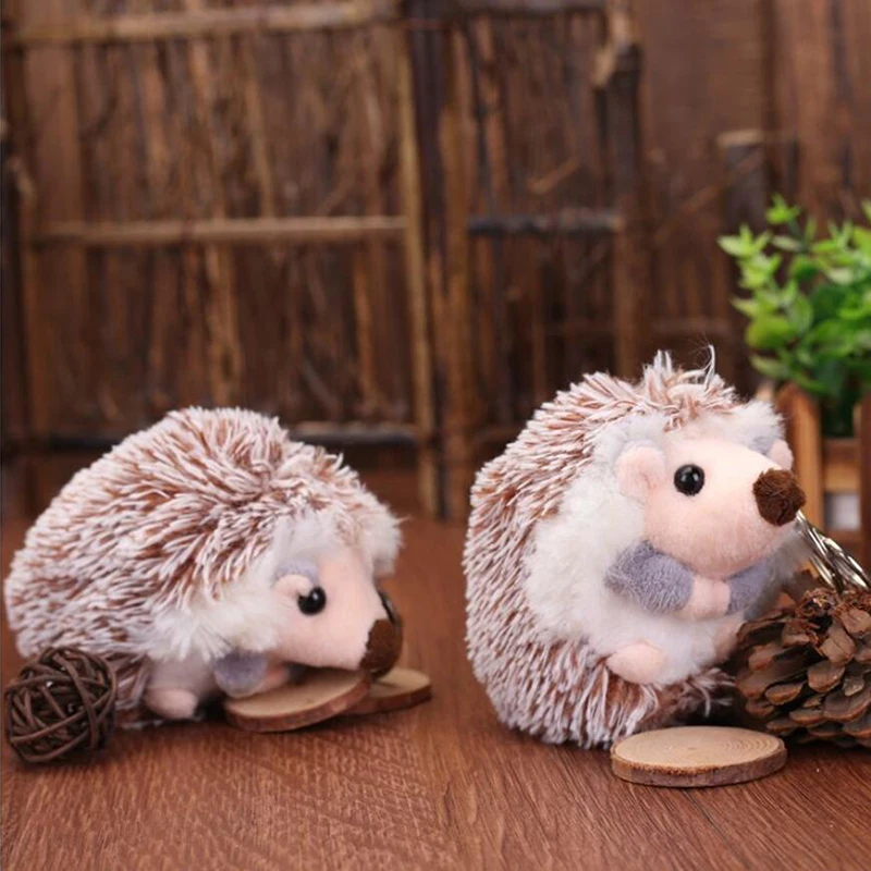 

Cute Plush Pompon Hedgehog Keychain 10cm Animal Bag Phone Pendant Keyring Accessories Gift
