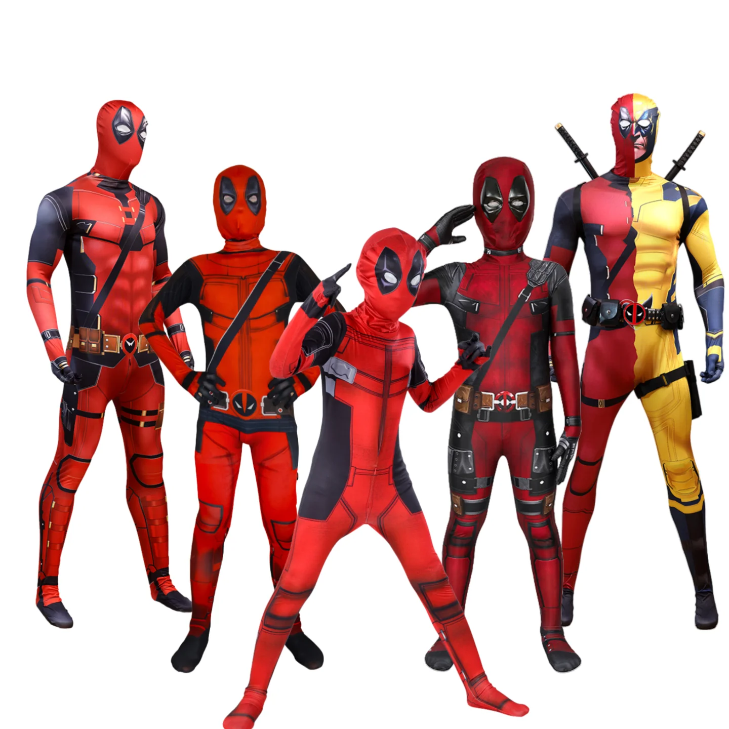 

Marvel Deadpool cosplay costume - Halloween children's party costume theme party Deadpool jumpsuit, free hat