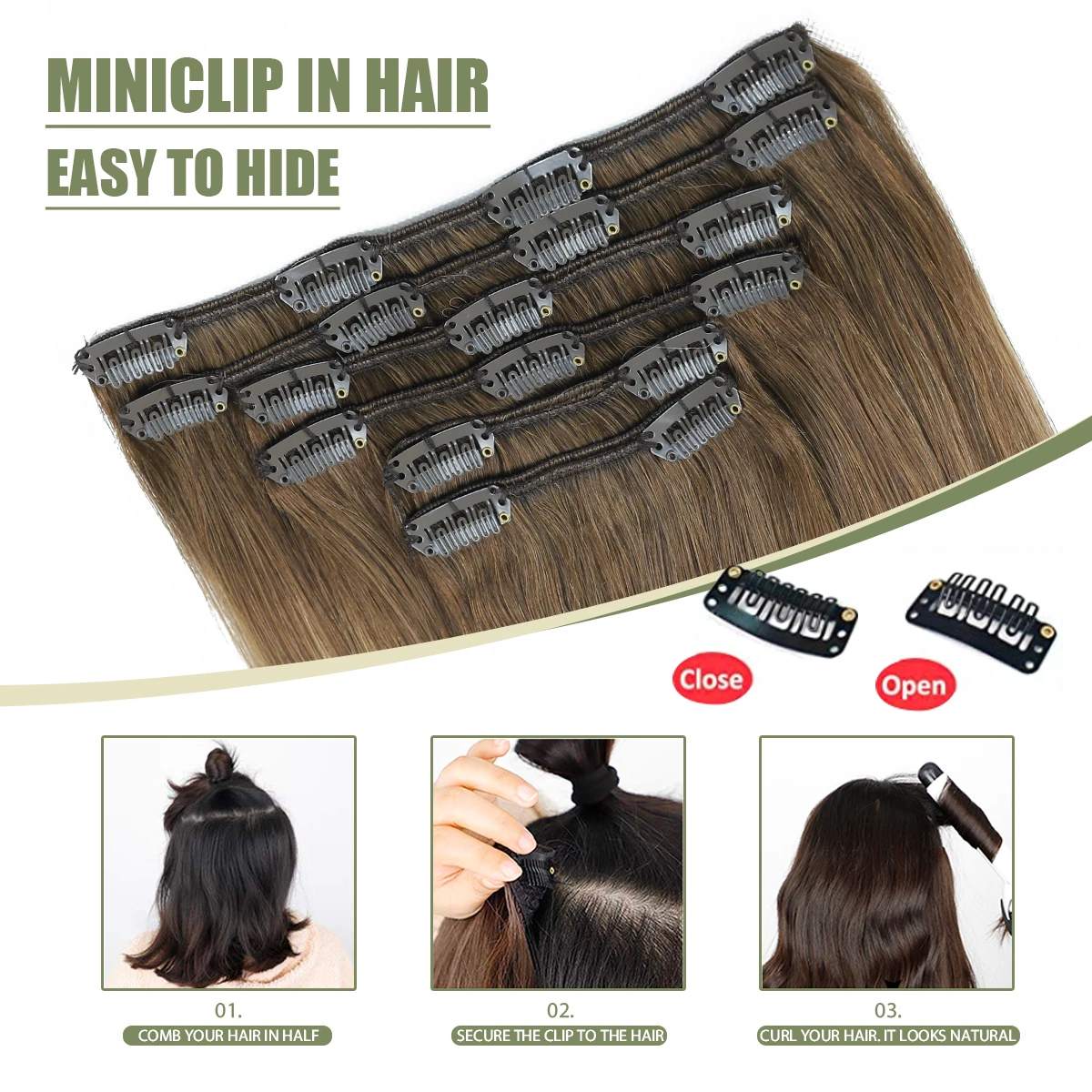 [New]XDhair Clip in Hair Extensions 120g Real Human Hair Brown with Blonde Clip In Remy Human Hair Extension for Women