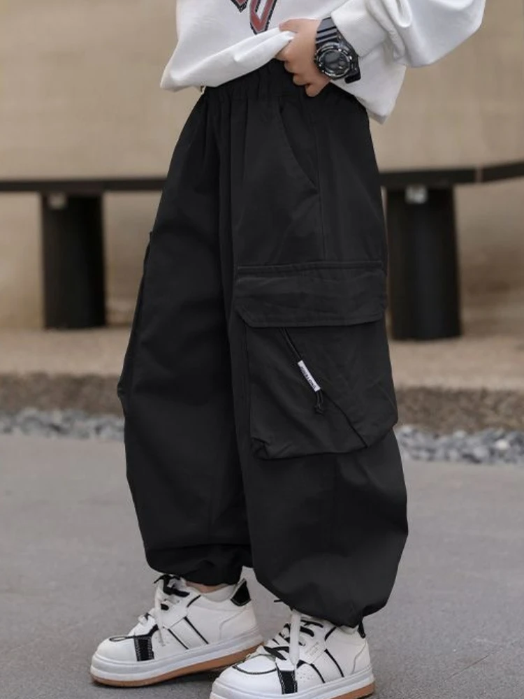 Boys Cargo Pants 2026 Summer Thin Ice Silk Anti Mosquito Loose Trousers Kids Casual Outdoor Clothing
