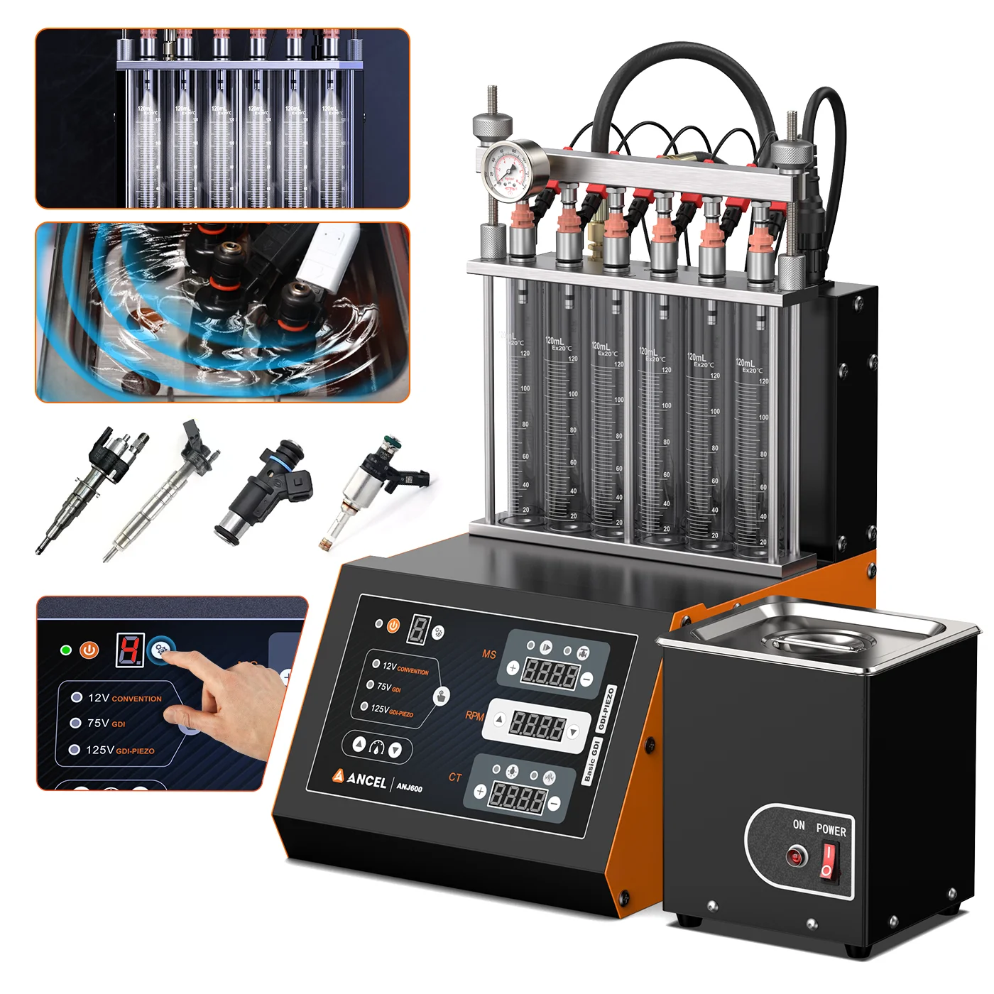 

Ancel ANJ600 GDI Piezo Ali Service Ultrasonic Wave Cleaner Tools 110V 220V 6 Cylinder Fuel Injector Tester Car Motorcycle