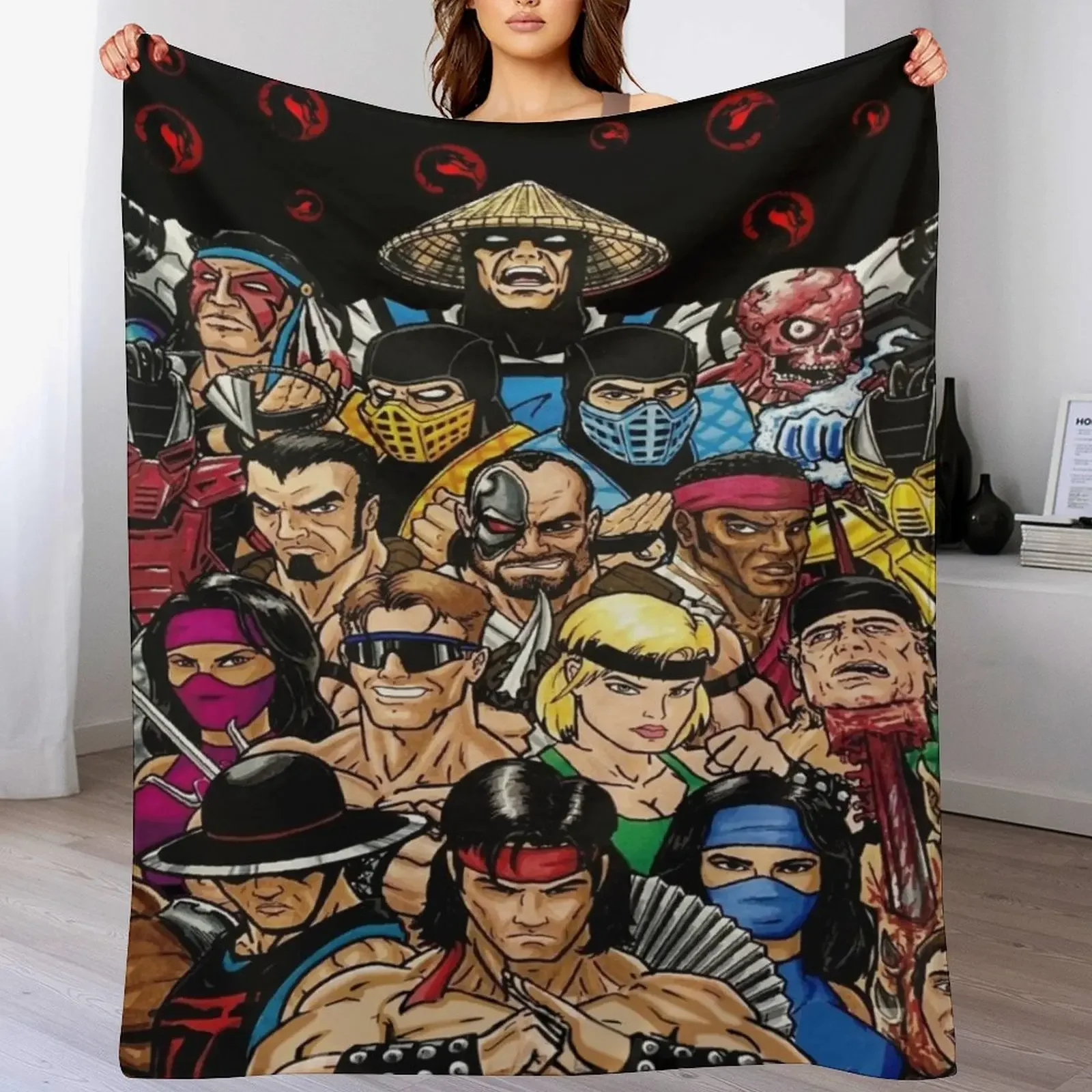 

Mortal kombat gaming g Throw Blanket Plaid on the sofa Soft Beds heavy to sleep Summer Blankets