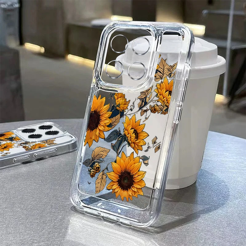 

Прозрачный чехол для телефона с цветочной бабочкой для Xiaomi Redmi Note 14 Pro Plus 5G 14 13 12 Pro 4G 13C 14C 4G, противоударный мягкий силиконовый чехол