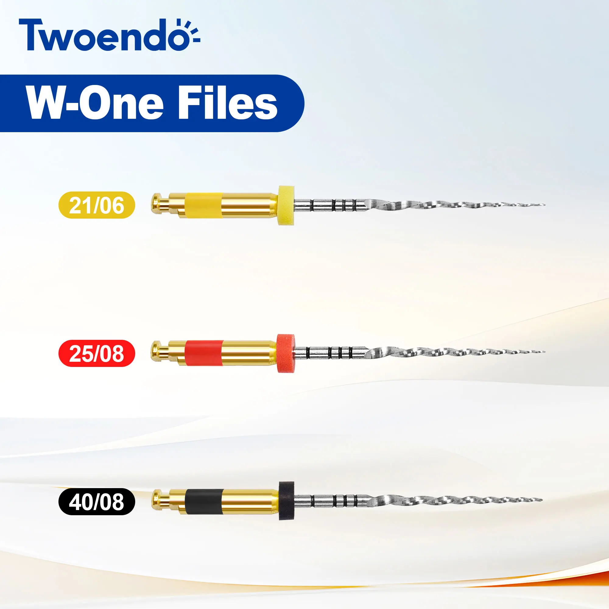 Twoendo Easy To Use Niti W One Files For Root Canal Treatment 3 PCS/Pack Dentist Material 21/25mm Dental Niti Rotary Files