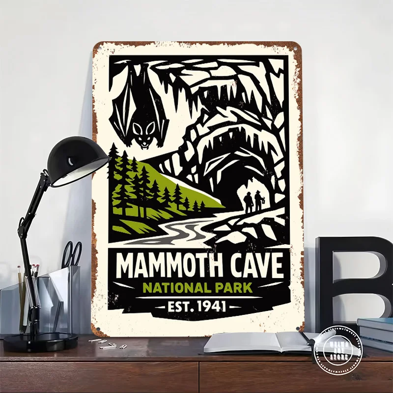 Mammoth Cave National Park Vintage Printing Poster Customized Retro Wall Art Vintage Metal Signs for Mancave Home Decorations