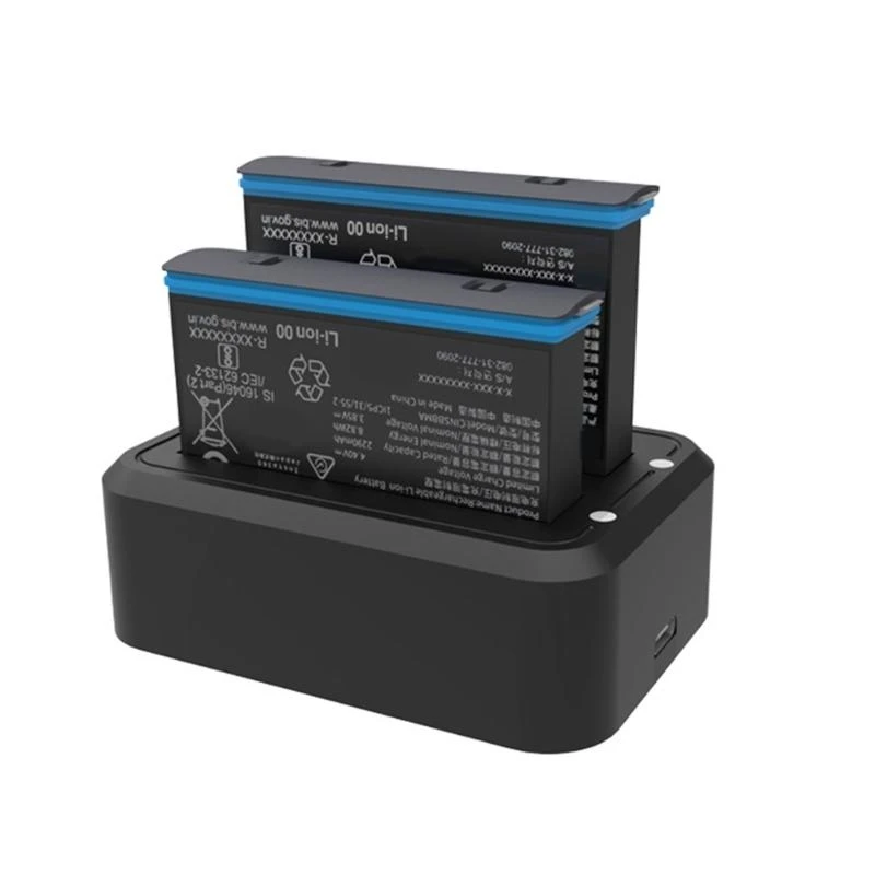 Y2GD اثنين من فتحة الشاحن السريع Dock ABS Battery Hub لكاميرا 360 الحركة