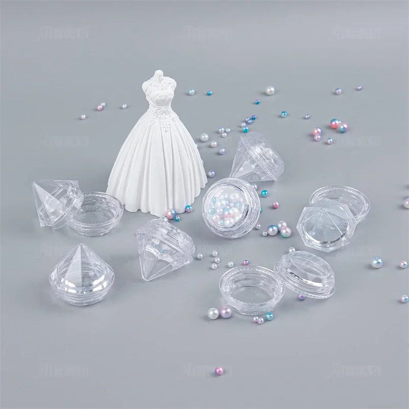 

500pcs 5g Diamond Shaped Clear Jars Empty Refillable Cosmetic Sample Jars Makeup Plastic Jar with Lid