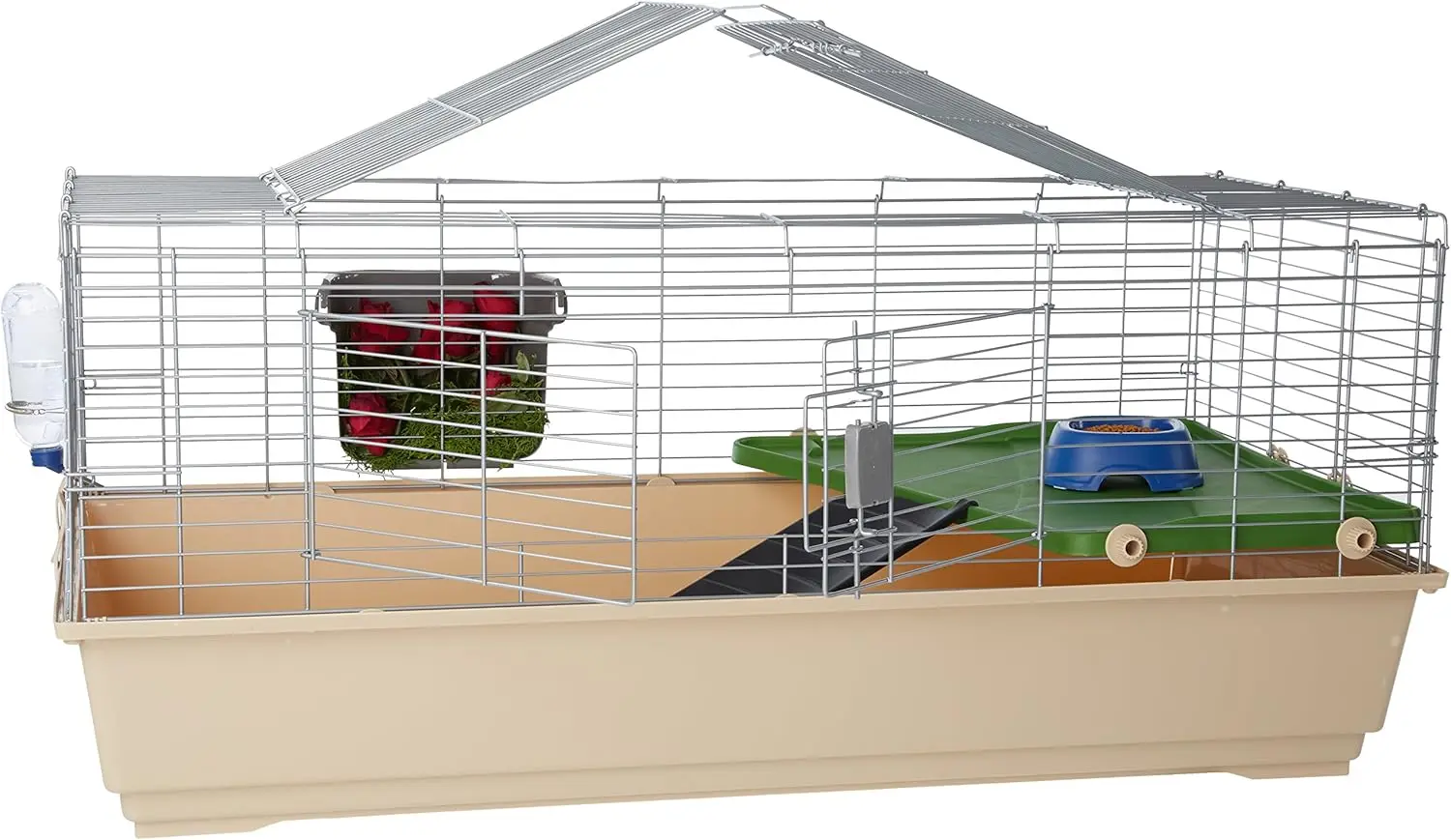 

Large Small Animal Cage for Rabbits, Guinea Pigs, Ferrets - Easy Access, Includes Accessories, Multicolor