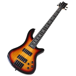 5 String Electric Bass Guitar 43 Inch Sunburst Color Solid Okoume Wood Body High Glossy 24 Frets