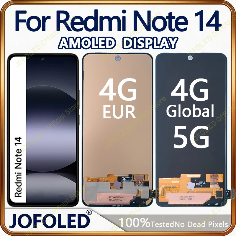 Écran AMOLED pour Xiaomi Redmi Note 14 4G 5G 24117RN76G 24117RN76O, écran tactile LCD, ensemble numériseur, pièces LCD