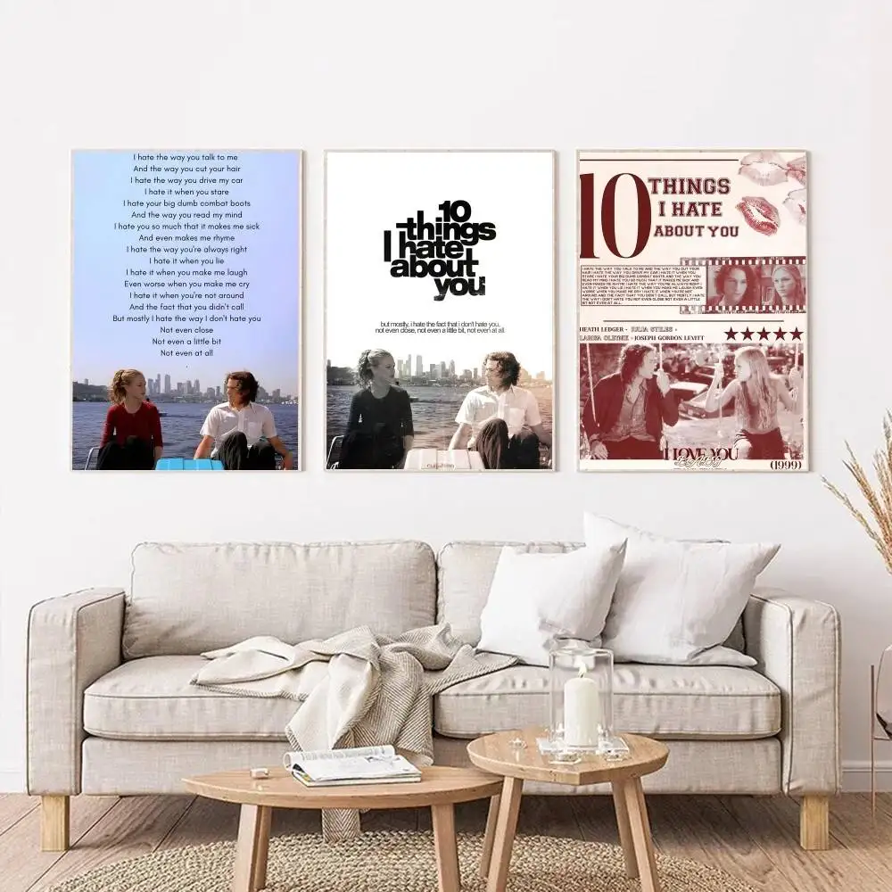 Classic Vintage 10 Things I Hate about You Movie Posters Self Adhesive Waterproof Ideal For Living Room Bedroom Bar Decoration