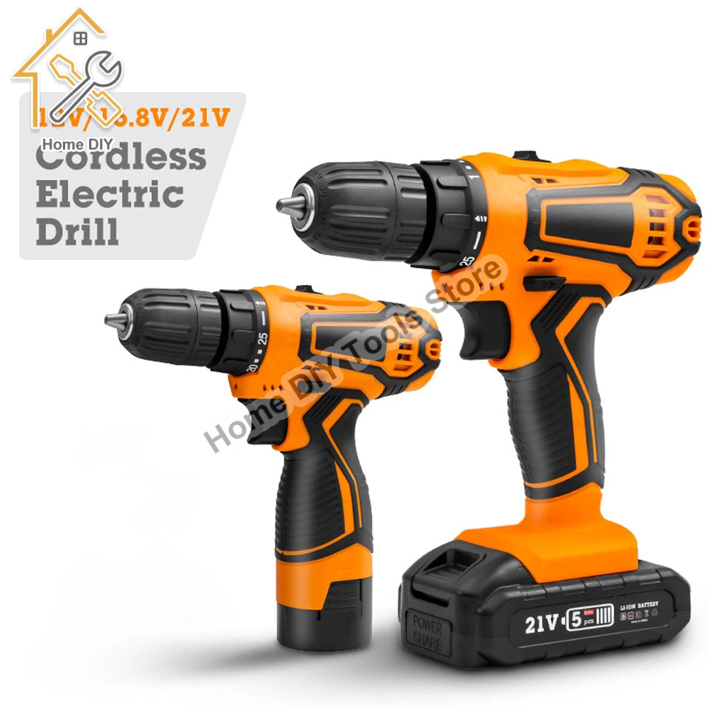 12/21V Impact Cordless Screwdriver high-power High Speed Drills Rechargeable Battery Drill Household Drill Power Tools