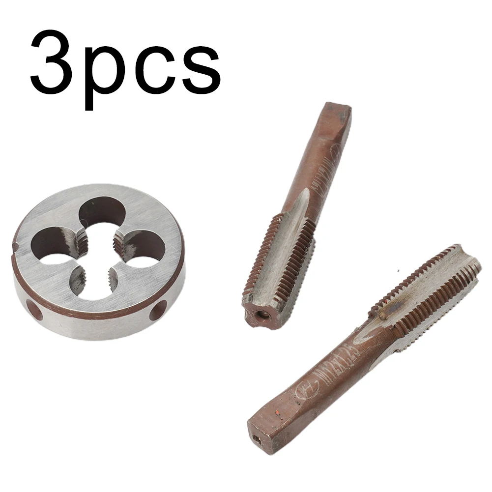 3pcs Right Hand Thread Tap And Die Set HSS M12 X 1.25mm Taper And Plug Tap And M12 X 1.25mm Die Metric Thread