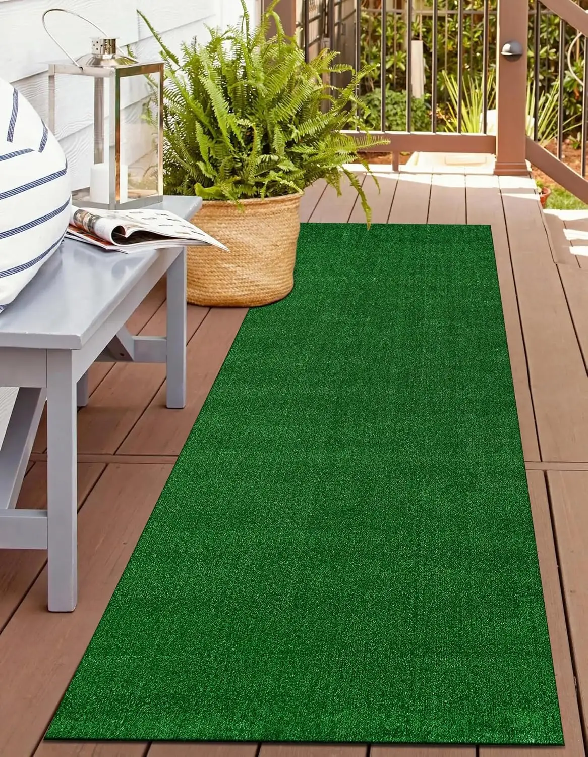 

Lightweight Synthetic Turf Indoor Outdoor Runner Rug, Easy Clean Polypropylene Lawn Mat for Patio Balcony Deck, 2'7" x 12' Green