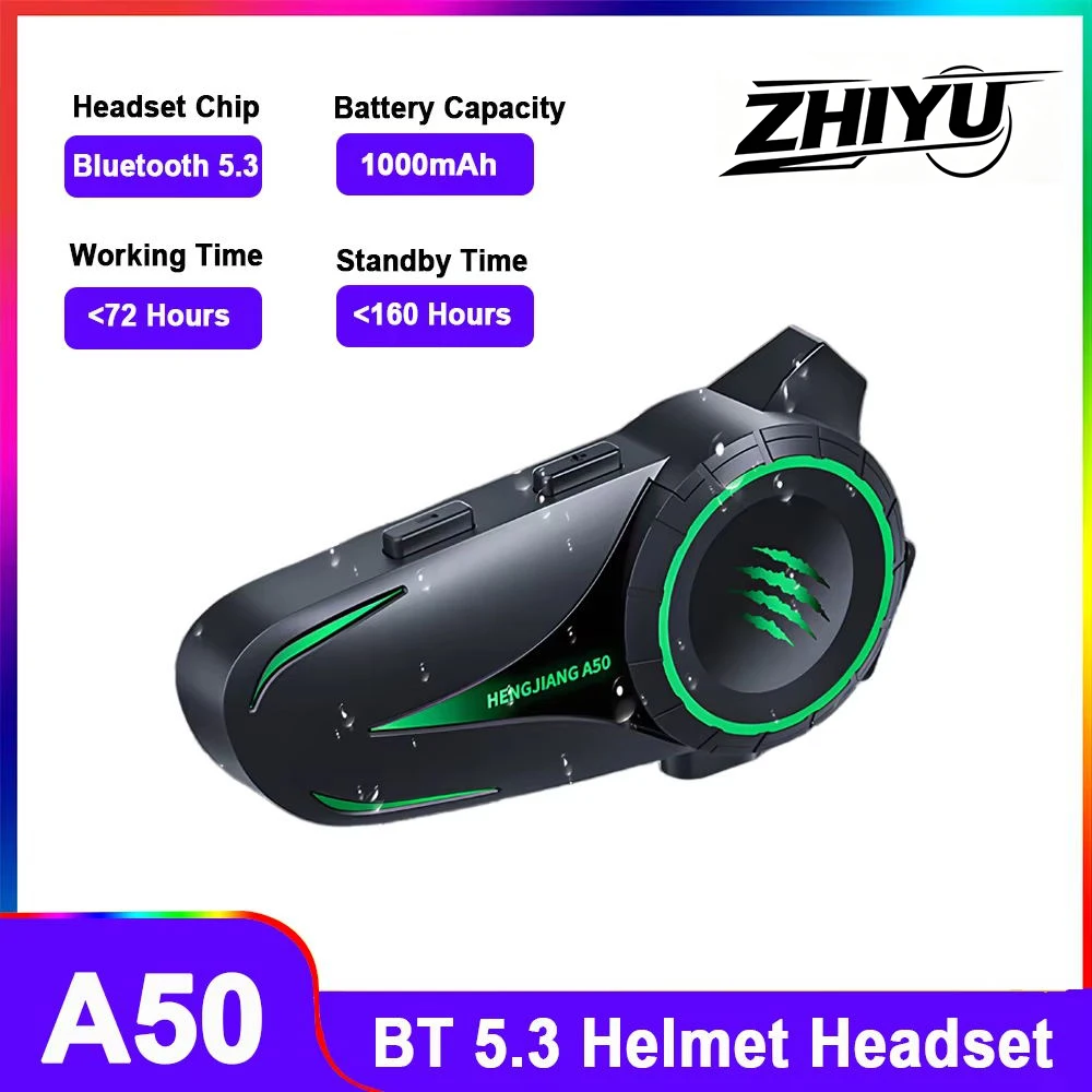 

ZHIYU A50 Bluetooth V5.3 Helmet Headset Wireless Hands-free Phone Kit Motorcycle Waterproof Earphone MP3 Music Player Speaker