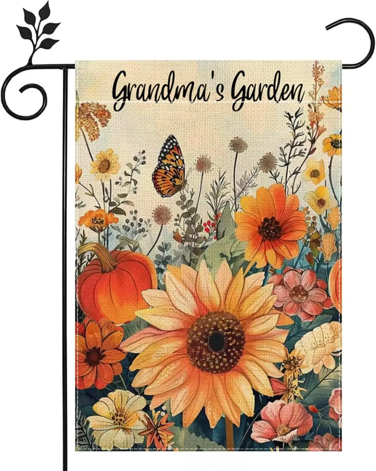 Grandmas Garden Flag, Grandma Garden Decor, Grandma's Garden Sign Garden Gifts for Grandma from Grandkids, Fall Flower Butte