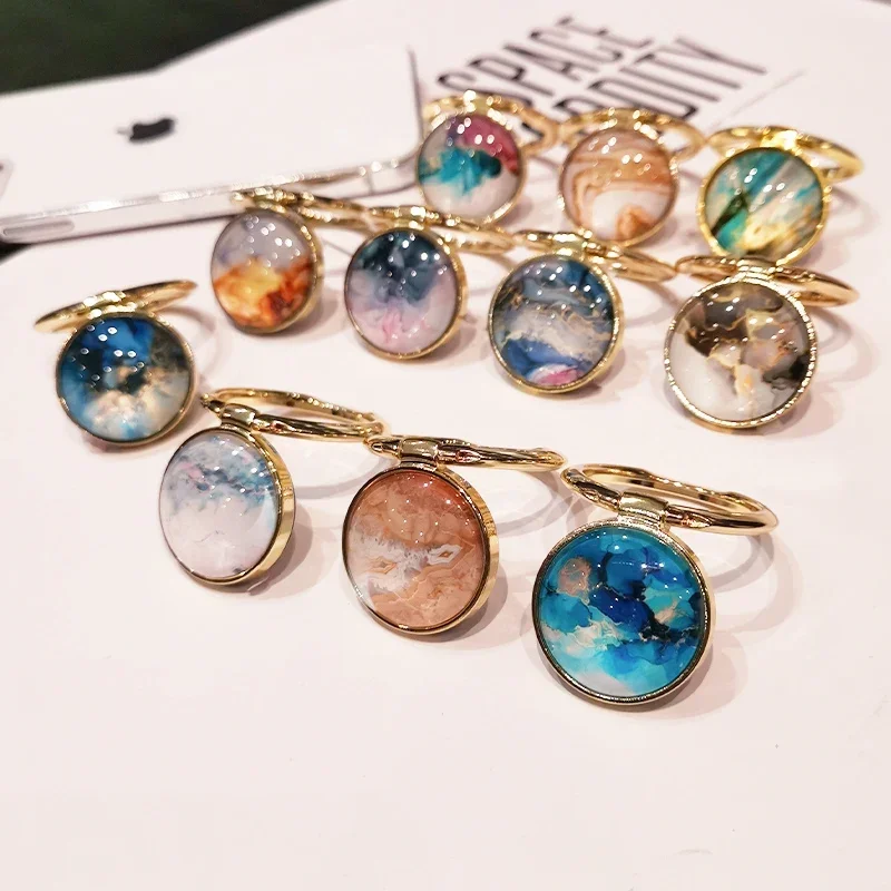 

360 Degree Gold Metal Finger Phone Stand For Samsung S9 Phone Bracket Marbling Mobile Phone Holder For iPhone X 8 7 11 12 Pro