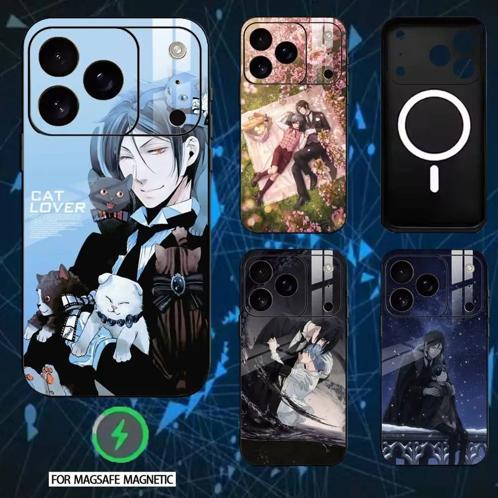 

Black B-Butler Anime Sebastian Phone Case For iPhone 17/16/15/14/13/12/Plus/Pro/Max for Magnetic Wireless Charging