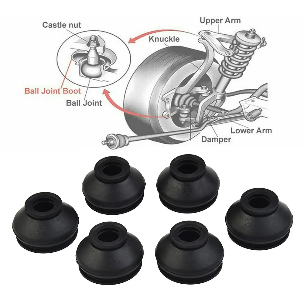 6pcs Auto Tie Rod End And Ball Joint Dust Boots Cover Car Rubber Drive Shaft Boot Dust Boot Covers Auto Interior Accessories