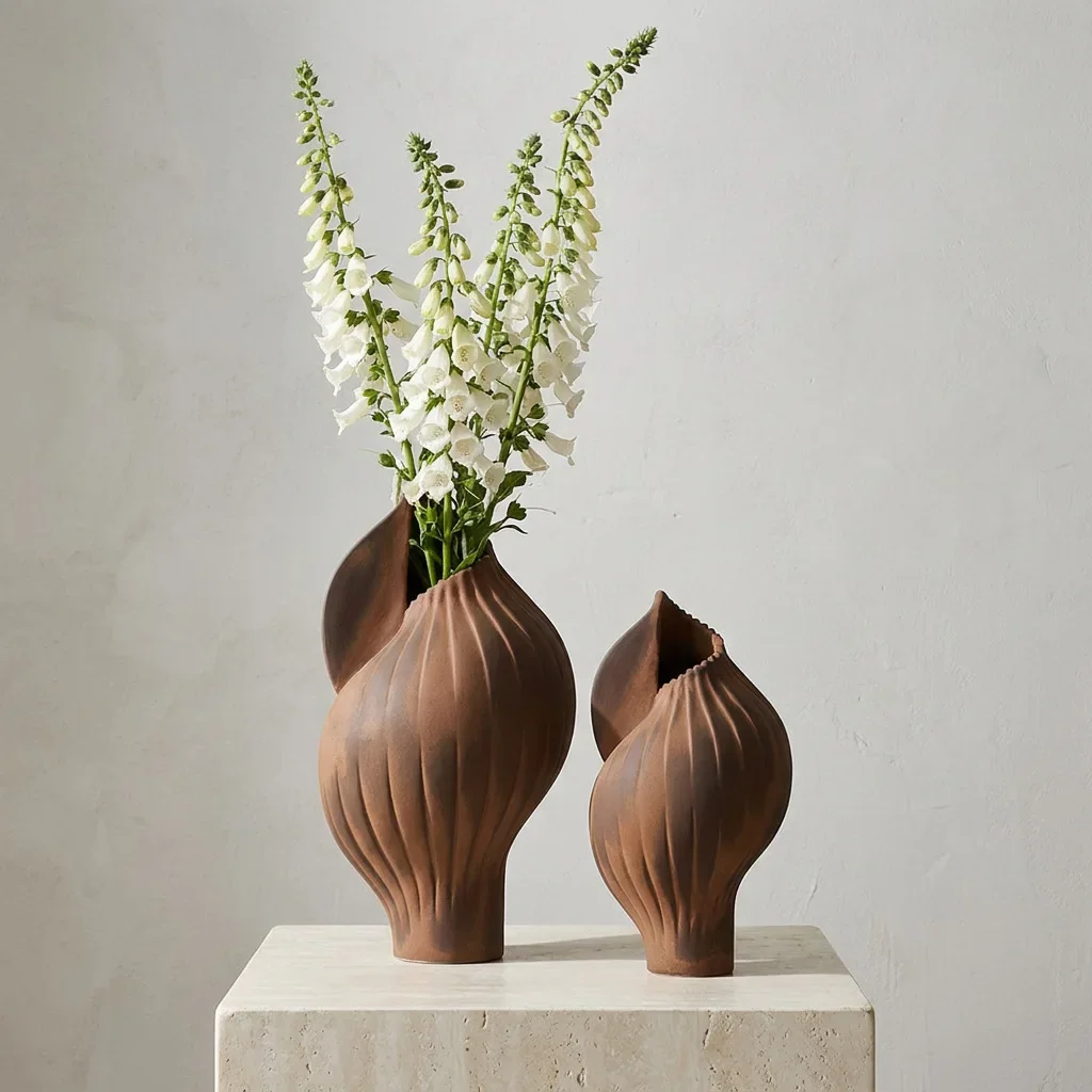 DSA makes rust retro ceramic vase, creative flower arrangement decorations at the entrance of B & B, dried flower ornaments