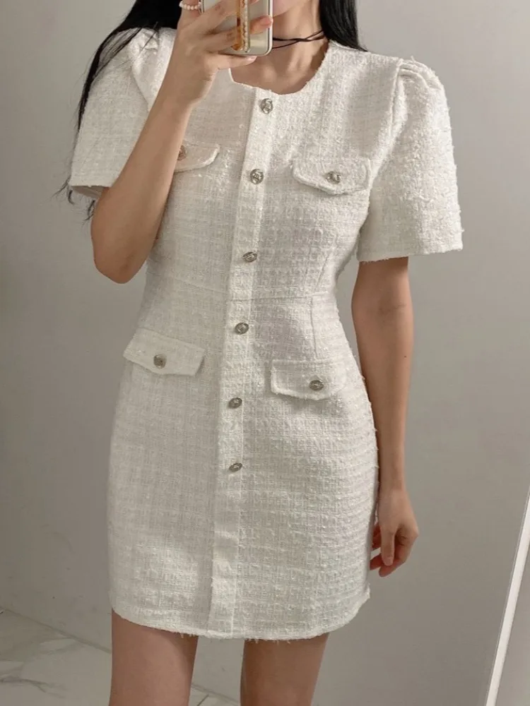 Chic rotondo Ne Bubble Sve ort Dr Slim Fit lana pesante metallo Bule Casual Primavera Autunno Inverno Donna Dr