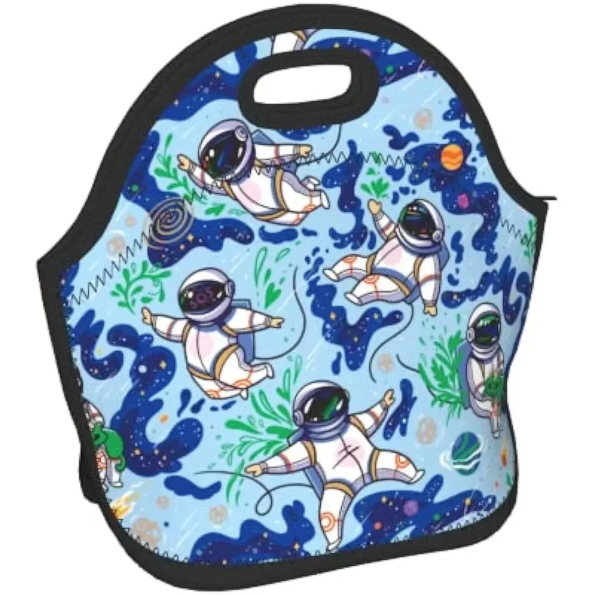 Astronaut Insulated Neoprene Lunch Bag Spacemen Travel In The Space Reusable Snacker Bag Planet Kids Soft Bags Cooler