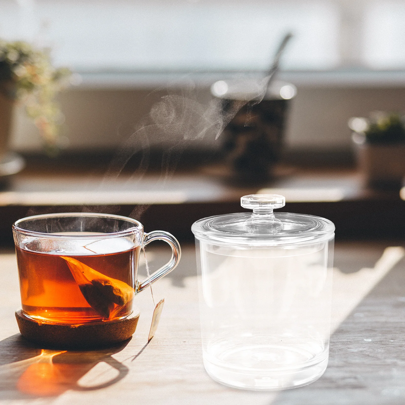 

350ML Clear Acrylic Tea Storage Canister Airtight Food Jar for Coffee Sugar Snacks Kitchen Organizer Container