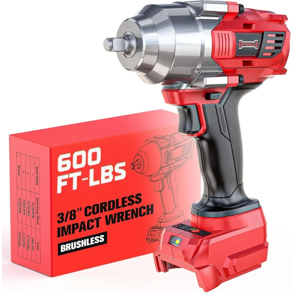 

Cordless Impact Wrench 3/8" Compatible with Milwaukee 18v Battery: 600 Ft-lbs High Torque Impact Driver, 3100RPM Electric Impact