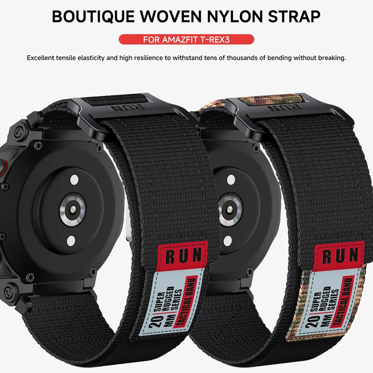 Tactical Nylon Band For Huami Amazfit T-rex 2 3/Ultra elastic Loop Strap for Amazfit Trex Pro/T-Rex Smartwatch Sport Bracelet