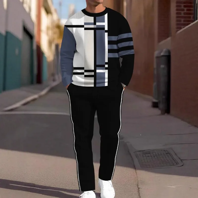 

Simple Fashionable Daily Leisure Suit Spring Autumn Letter Printed Casual Pullover Tracksuit Jogging Hiking Fitness Clothing Set