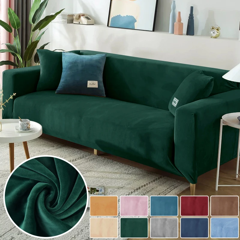 New Velvet Sofa Covers for Living Room Elastic Spandex Sofa Cover Sectional Couch L Shape Corner Armchair Covers 1/2/3/4 Seat