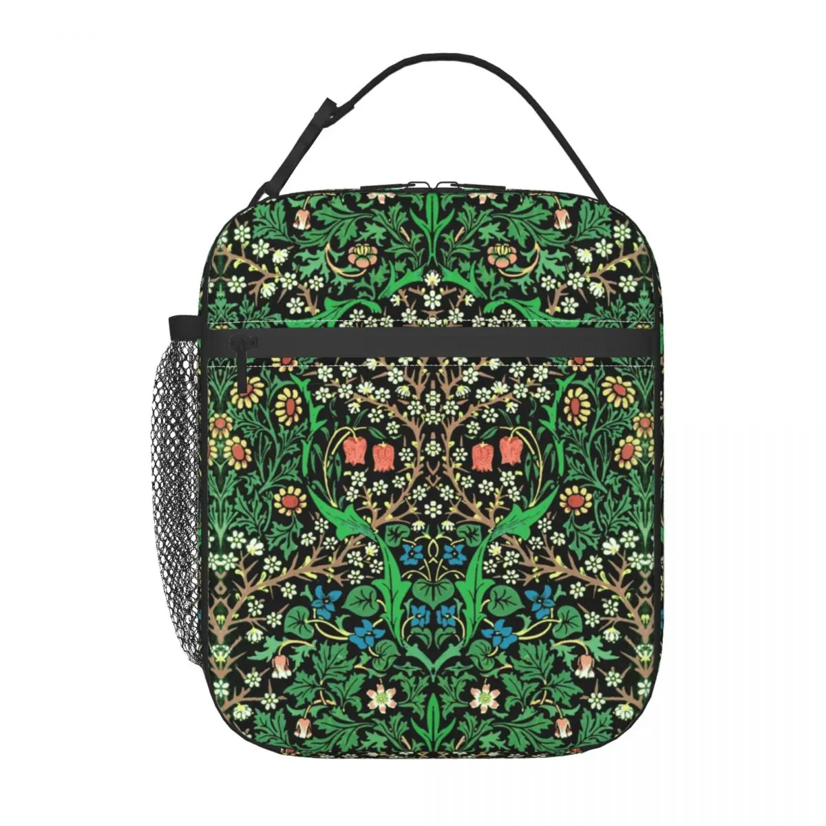 William Morris Lunch Bag Jacobean Floral Retro Lunch Box For Child Office Portable Insulated Cooler Bag Graphic Tote Food Bags