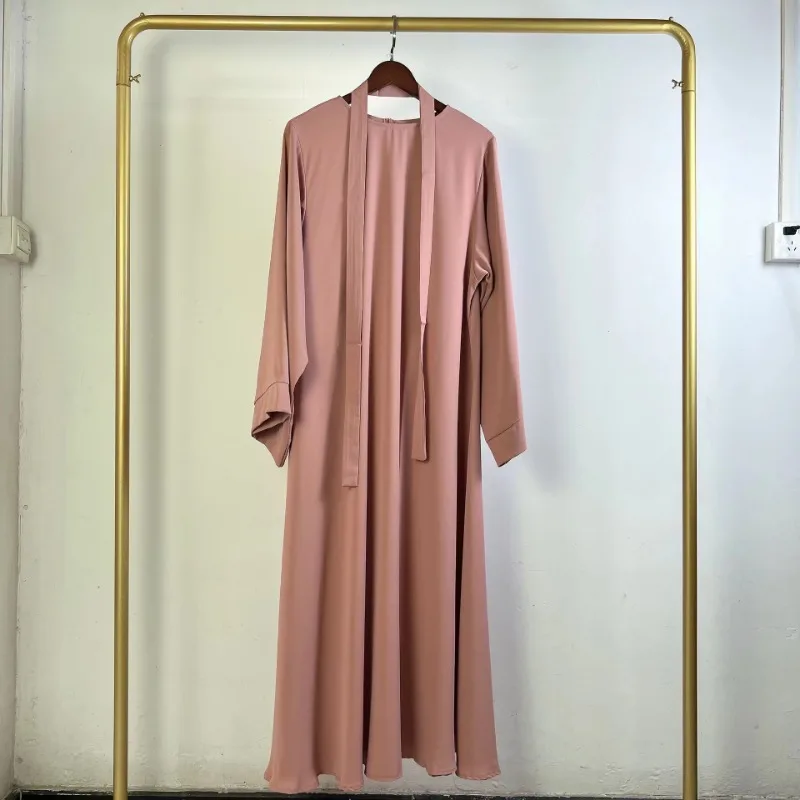 Muslim Abaya Dress for Women, Round Neck Abayas, Loose, Solid Color, Dubai, Saudi, Robe, Turkish, Modesty, New Fashion, 2023