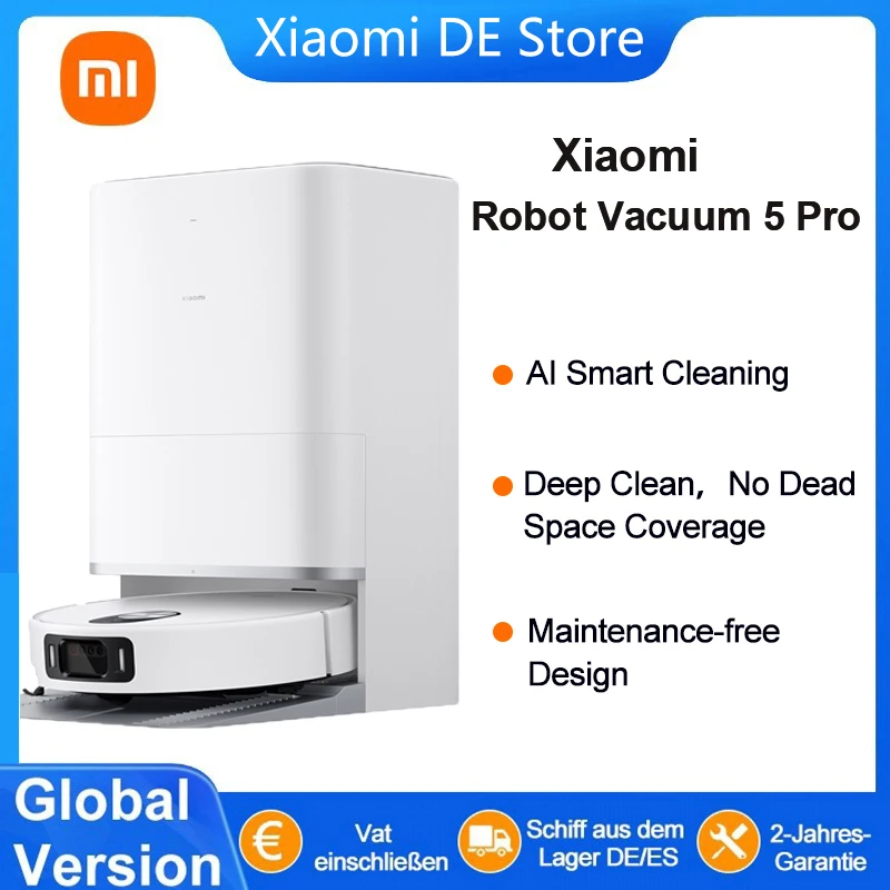 2025 Xiaomi Zelfreinigende Robotstofzuiger 5 Pro (X20+ Upgradeversie) AI Obstakelvermijding Zelfreinigende Station Xiaomi Mijia 5 Pro Robotstofzuiger Slimme Huishoudelijke Stofzuiging