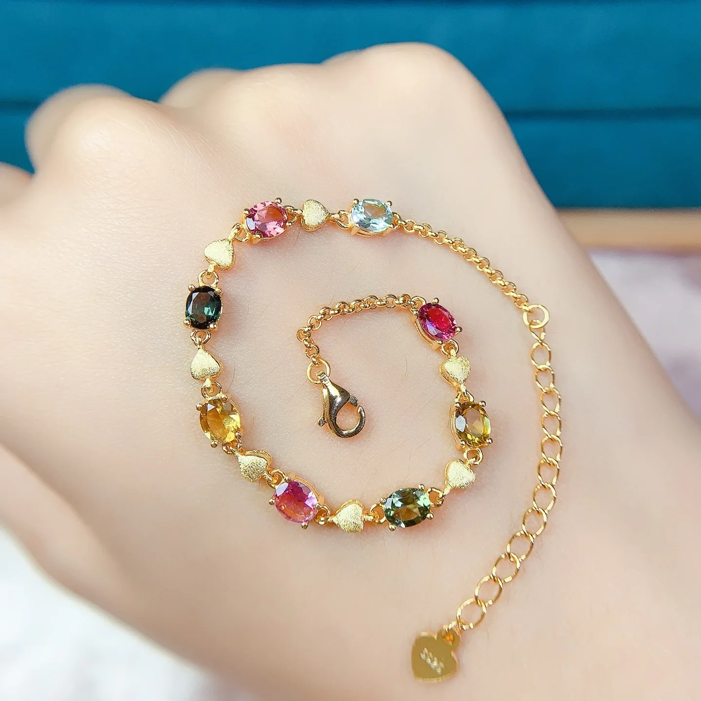 

Браслет из натурального турмалина 4*5 мм, стерлинговое серебро S925, сертификат, изысканный модный дизайн, очаровательные свадебные украшения для женщин FS