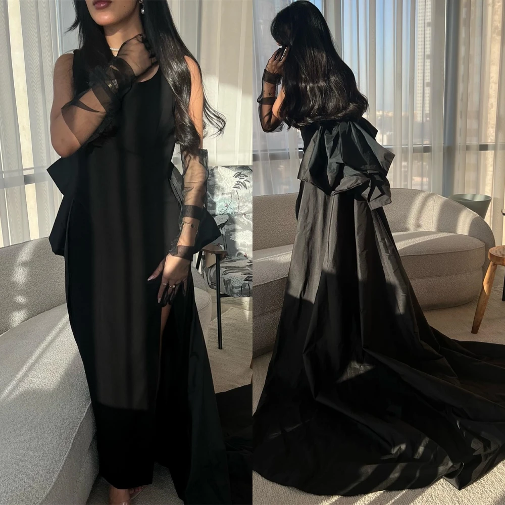 

Customized High Quality Jersey Straight Evening Dress Classic O-Neck Prom Dresses Graceful Chapel Train Special Occasion Gowns