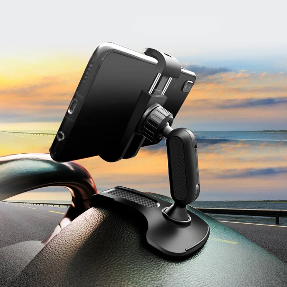 

1Pcs Car Phone Holder Black Rotating Dashboard Mount Clip for Auto Rearview Mirror Non Blocking ABS Phone Storage Rack
