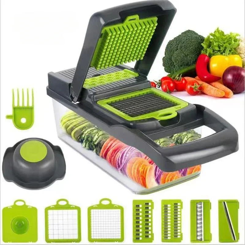 14/16 in 1 Multifunctional Vegetable Chopper Slicer Shredder with Basket Fruit Slicer Potato Shredder Carrot Grind Home Gadgets