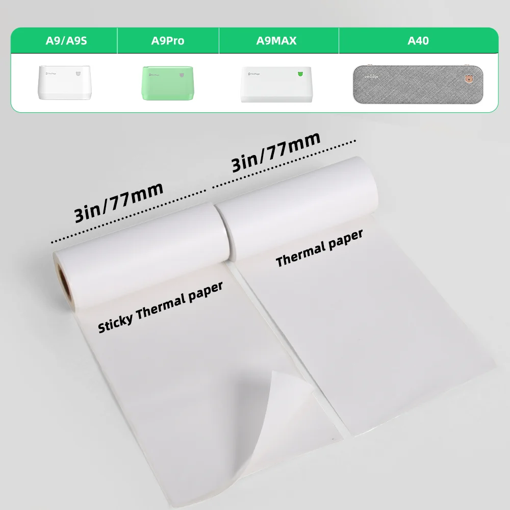 77*30 Mm Thermal Paper Roll / Sticky Thermal Paper / High Definition Grayscale Photo Paper For Thermal Mini Printer Long Storage