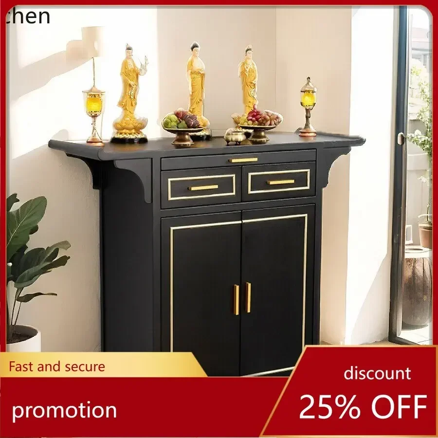 P1  Solid Wood Offering Table Incense Case Home Buddha Altar Modern Offering Table with Cabinet Incense Stick Case Table