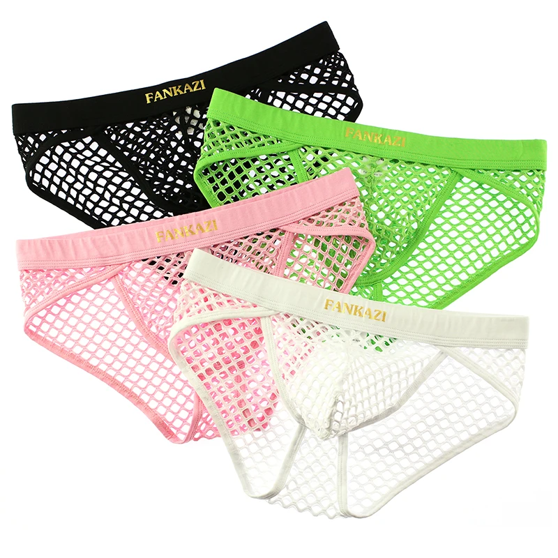 Fashion Men's Underwear Hollow Out Transparent Fishnet Briefs Mesh Breathable Underpants - Image 2