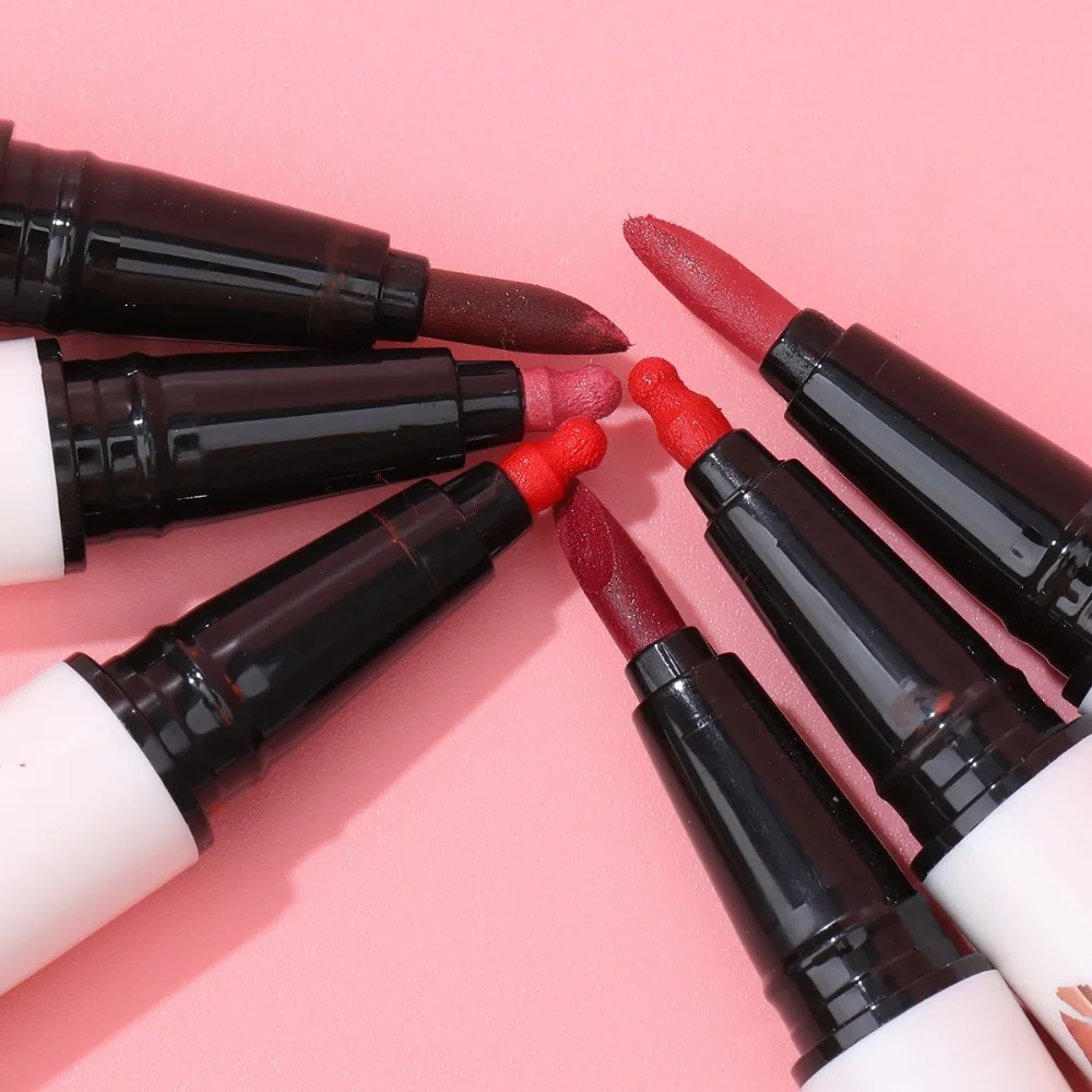 Trucco labbra 6 colori di alta qualità Matita per labbra a doppia testa 2 in 1 Matita colorata per sopracciglia facile da colorare per le donne