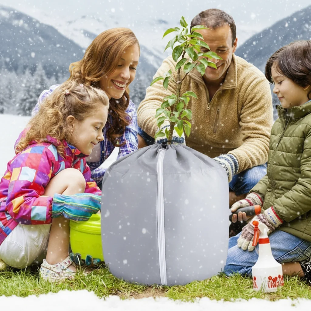 

Oxford Cloth Plant Insulation Cover Breathable Thermal Pot Protector For Garden Shrub Trees Reusable Black Winter Plant Cover