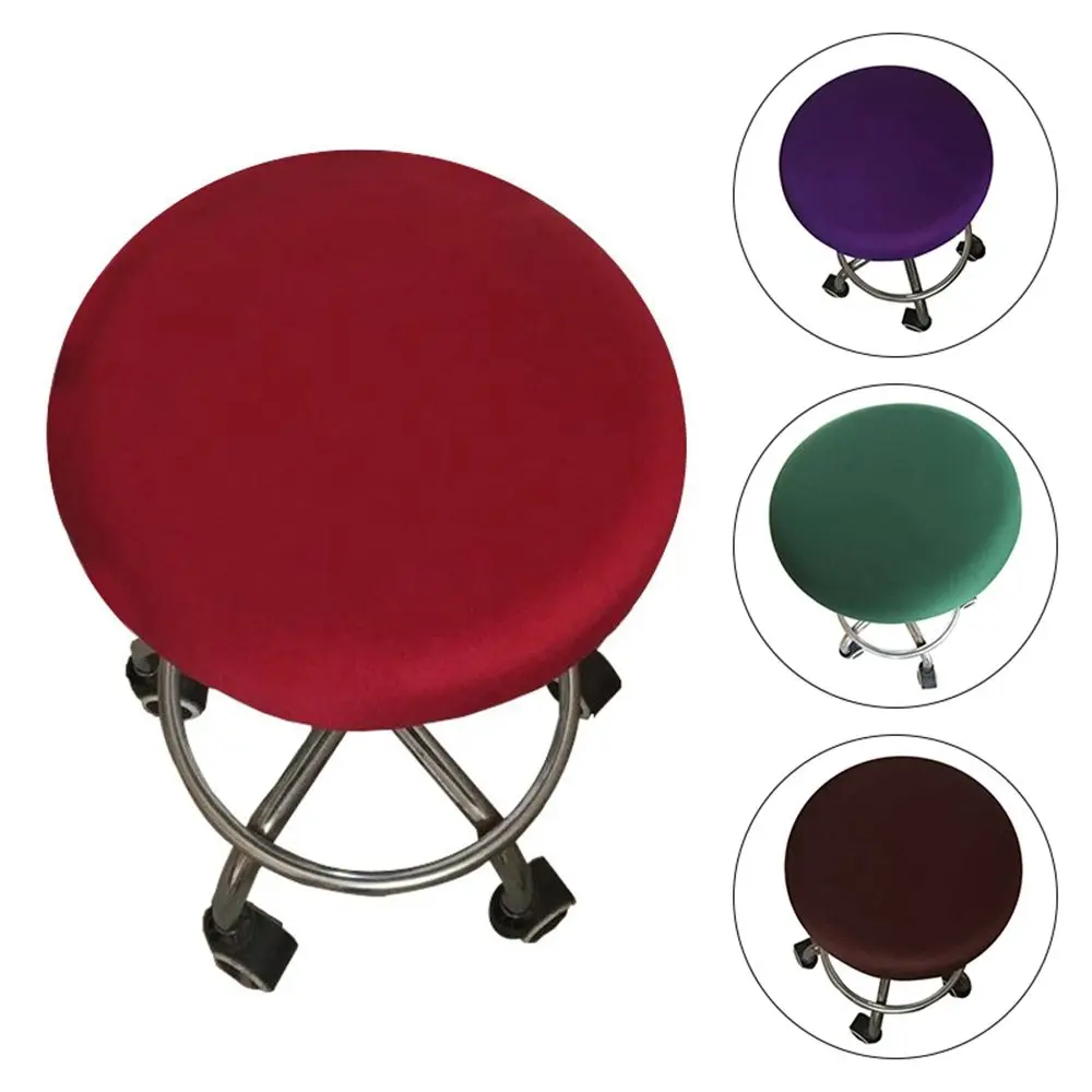 Fashion Round Chair Cover Bar Stool Cover Elastic Seat Cover Chair Protector Solid Color Home Chair Slipcover Spandex