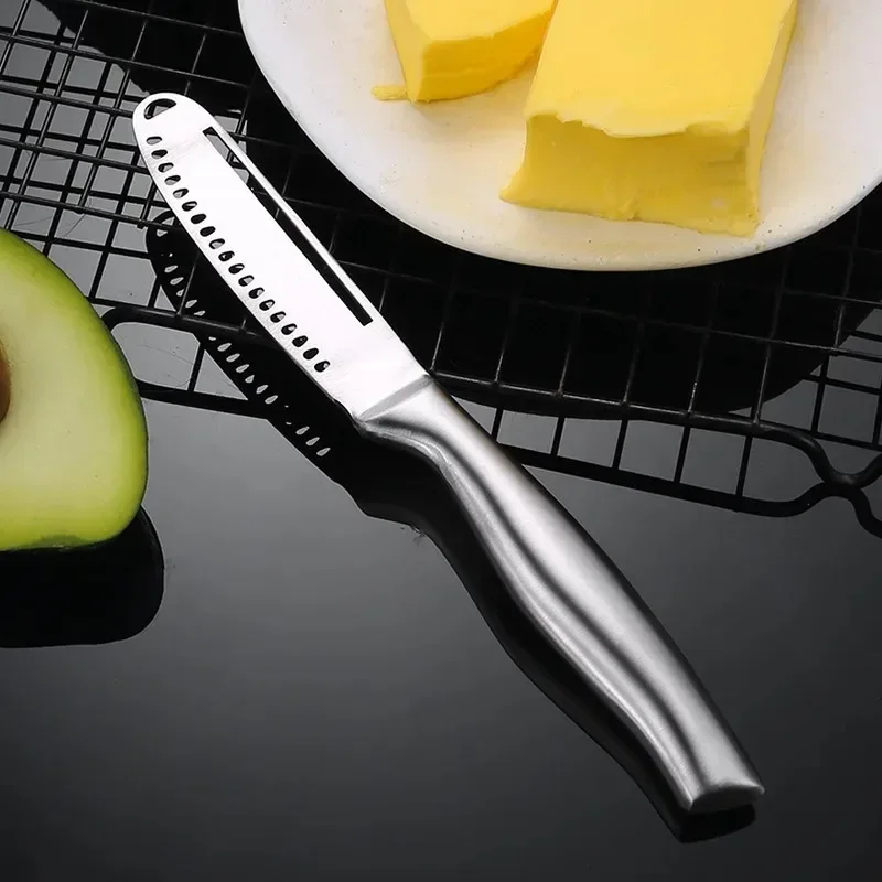 3 in 1 Butter Knife Stainless Steel Butter Knife Cheese Dessert Jam Spreaders Cream Scraper Bread Splitter Butter Spreader