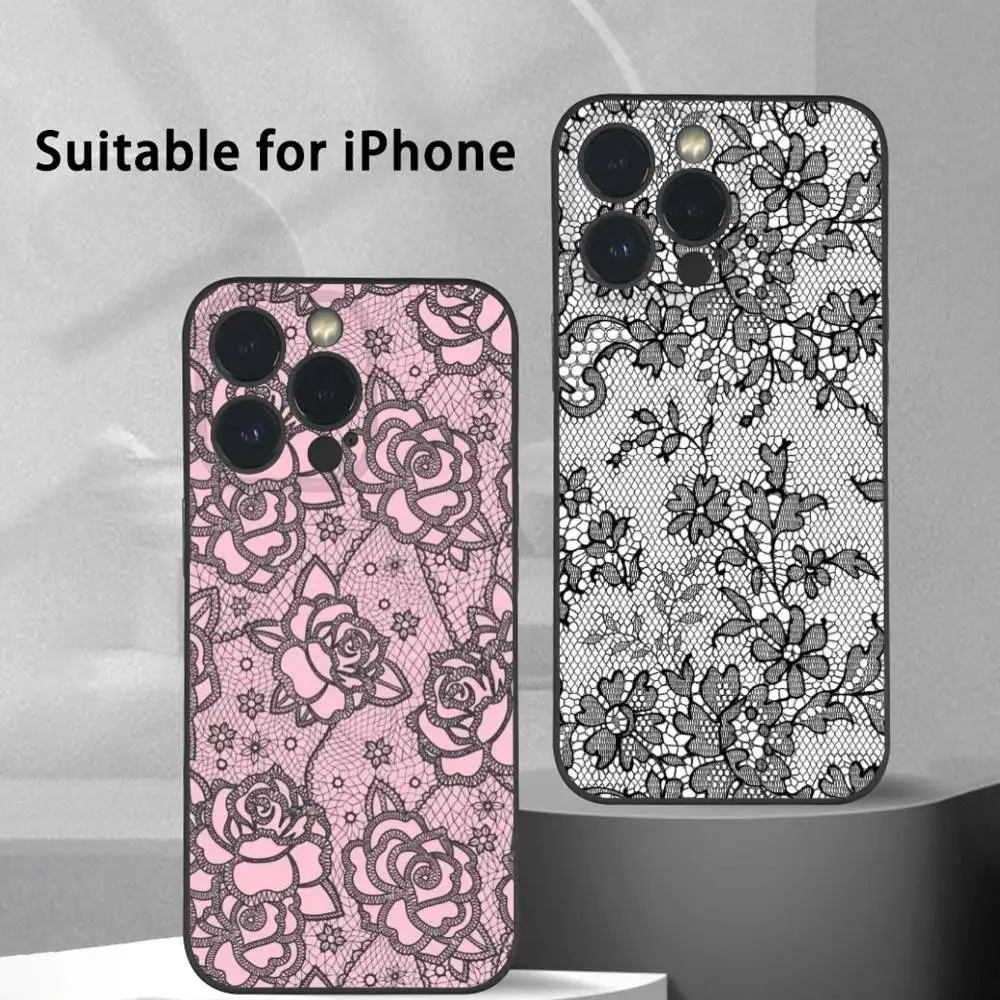 

Lace Gothic Cool Girl Fashion Phone Case For IPhone 16 15 14 13 12 11 Pro Max Plus Mini Frosted Soft Shell Funda