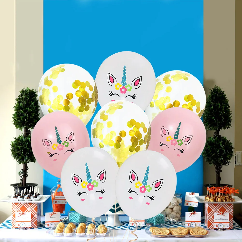 

15Pcs Unicorn Rose Gold Sequins Confetti Latex Balloons Party Supplies Baby Kid Birthday Decorations Perfect for Unicorn Themed